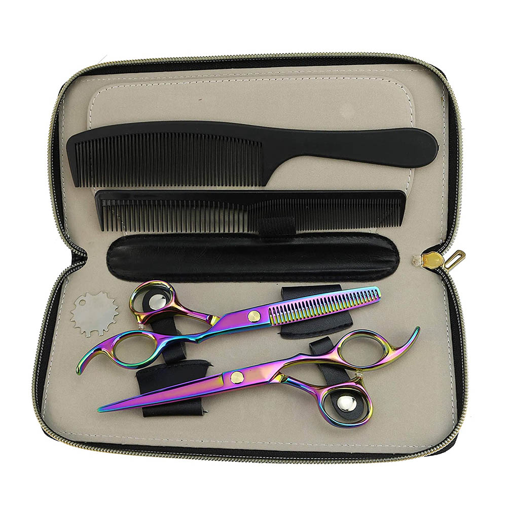 Multicoated Barber Scissor & Hair Thinning set with Leather Bag